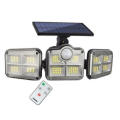 3 HEAD SOLAR WALL LIGHT WITH REMOTE, ADJUSTABLE HEADS, 3 SETTINGS