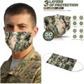 GREEN CAMO DISPOSABLE FACE MASKS