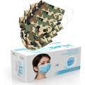 GREEN CAMO DISPOSABLE FACE MASKS