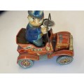 Antique 1950s Tin Litho Wind-up 1910 Model T, `Grand Pa`s New Car` (Yonezawa - Made in Japan)