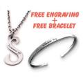 Initial Necklace - Stainless Steel + FREE BRACELET & ENGRAVING