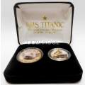 COIN SET / RMS TITANIC / 100TH ANNIVERSARY TWO COIN SET / 24KT GOLD PLATED / OobaKool