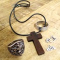 CLEARANCE SALE  Wooden Cross Necklace | Lords Prayer Inscribed Steel Pendant + More...