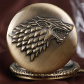 Last one! Game of Thrones House Stark Bronze Pocket Watch Necklace