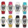 Sugar Skull Watch - Green Strap with Gold Face