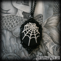 Deviant South `Tangled in her web` Gothic Black Cobweb Cameo Necklace