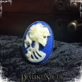 Deviant South Madame Squelette Cameo Silver Ring - Medium Cameo (25x18mm) - Blue and Luminous