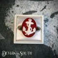 Deviant South `Anchors Aweigh` Cameo Silver Ring - White | Red
