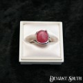 Dark Pink Stone Oval Silver Ring Size US: 6 | UK: M