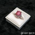 Dark Pink Stone Oval Silver Ring Size US: 6 | UK: M