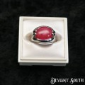 Dark Pink Stone Oval Silver Ring Size US: -6 | UK: N