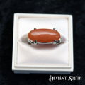 Light Brown Oval Stone Silver Ring Size (US | UK) -8 | R