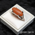 Light Brown Oval Stone Silver Ring Size (US | UK) -8 | R