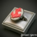 Deviant South `Anchors Aweigh` Cameo Silver Ring - Pink | White