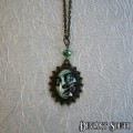Deviant South `I Am Smiling` Cabochon Bronze Necklace - Green Zombie Face