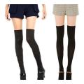 Black Mock Thigh High Over-the-knee Pantyhose Stockings - One Size Fits Most (Small)