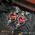 Alchemy Gothic ULFE22 Devil Heart Stud Earrings (pair)
