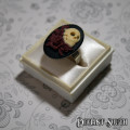 Sugar Skull with Burgundy Roses Cameo Silver Ring - Medium Cameo (25x18mm)