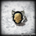 Deviant South Memento Mori Ring featuring Small 3D `Ivory` colour Sugar Skull Cameo