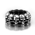 Stainless Steel Thick Skull Band Ring - Silver - Size 9 (US) | S (UK)