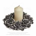 Last Chance! Alchemy Gothic V65 Black Rose Wreath Wall Plaque / Candle Wreath (candle not included)