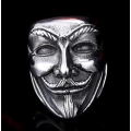 Stainless Steel V For Vendetta Mask Ring -- Size 13 (US) | Z1 (UK)