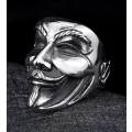 Stainless Steel V For Vendetta Mask Ring -- Size 13 (US) | Z1 (UK)