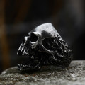 Stainless Steel Toothless Screaming Skull Ring - Antique Black - Size 12 (US) | Y (UK)
