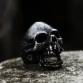 Stainless Steel Toothless Screaming Skull Ring - Antique Black - Size 11 (US) | W (UK)