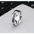 Stainless Steel Shell Inlay 8mm Band Ring - Size US 10 | UK U