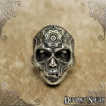 Stainless Steel Skull Mandala Mask Ring - Silver - Size 10 (US) | U (UK)