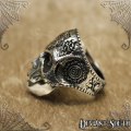 Stainless Steel Skull Mandala Mask Ring - Silver - Size 10 (US) | U (UK)