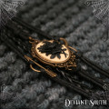 Deviant South Black Rose Cameo, PU Leather Bracelet