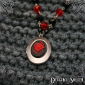 HAND CRAFTED - Deviant South Red Rose Cameo Locket, Black Red Beads