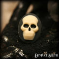 Deviant South Medium Skull Cameo Silver Adjustable Ring