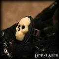 Deviant South Medium Skull Cameo Silver Adjustable Ring