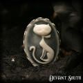 Deviant South Cat Cameo Silver Adjustable Ring