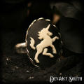 Deviant South Unicorn Cameo Silver Adjustable Ring