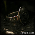 Deviant South Small Skull `n Crossbones Black Out Cameo Silver Adjustable Ring