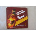 12 DOUBLE SIDED RED LABEL COASTERS - AS PER SCAN - WILL COMBINE POSTAGE