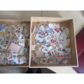 FOR THE BEGINNER OR SERIOUS SEARCHER - 100`S OF STAMPS - ON AND OFF PAPER IN SCRAPBOOKING BOX -