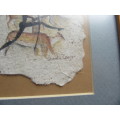 BEAUTIFUL SIGNED SHEILA COOPER DUNG PAINTING - 270X10 MM -  BUSHMEN - AS  PER SCAN