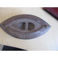 VINTAGERELIANCE FOUNDRY/JOHANNESBURG COAL STOVE IRON - NO HANDLE - AS PER SCAN - NICE DOOR STOPPER