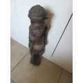 AFRICAN WOOD CARVING OF A MAN - APPR. 666CM HIGH - NEEDS SOME TLC - AS PER SCAN