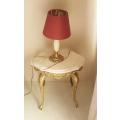 2x Brass & Marble side tables with matching brass & marble bed lamps included.