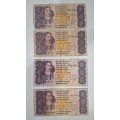 4x Old R5 notes mixed lot serial numbers
