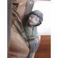 Lladro NAO Japanese Geisha Mother and Child Figurine