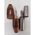 Wood and Chrome pair Needle Canisters