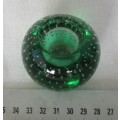 Lovely Deep green bubble glass Murano Paper weight of candle holder