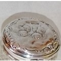 A Lovely Ladies Hobnail Crystal Toilet Jar -`Reynolds Angels` Silver Lid